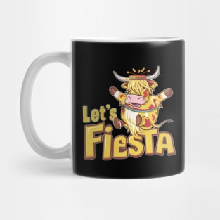 Highland Cow Print Cinco De Mayo Cow Mexican Fiesta Party Mug